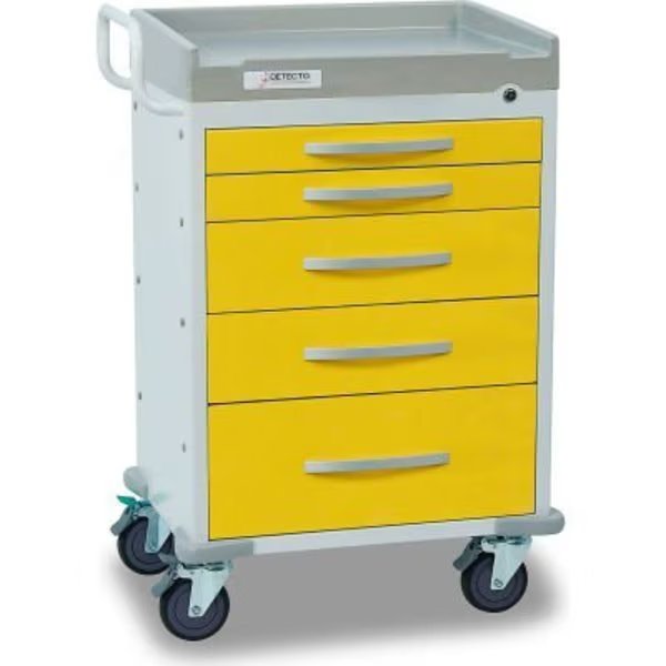 DetectoÂ Rescue Series Isolation Medical Cart, White Frame W/ 5 Yellow Drawers, Detecto, Mfr#: RC33669YEL